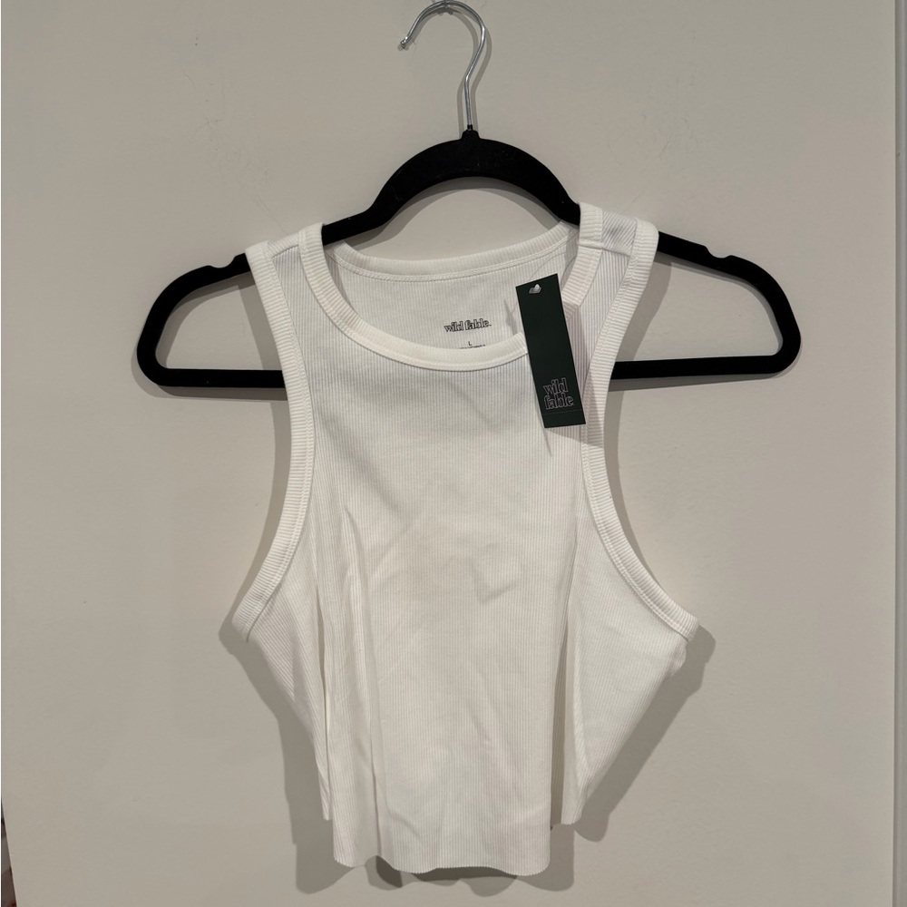 Wild Fable White Ribbed Tank Top
